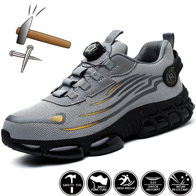 Rotating-Button Anti-Smash Safety Shoes