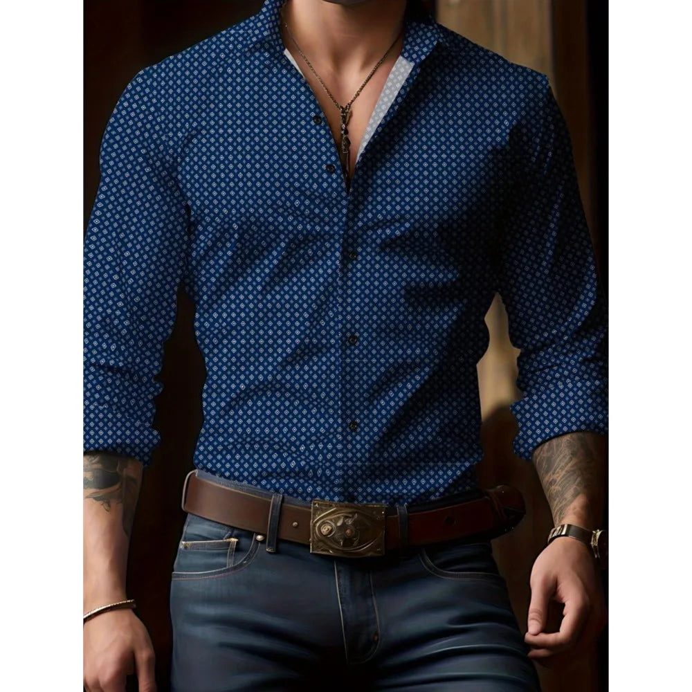 V-Neck Print Casual Shirt