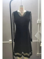 Sequin Deep V-Neck Mesh Midi Dress