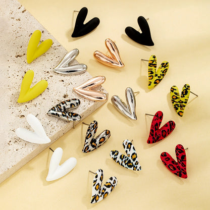 Leopard Heart Earrings Set