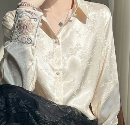 Elegant Satin Cinched Blouse