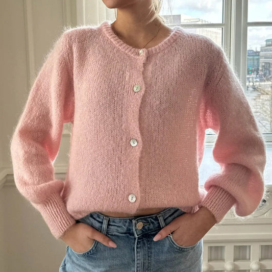 Solid Knit Button Cardigan