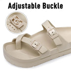 Women Buckle Platform Slides