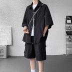 Ice Silk Shirt Shorts Korean Set