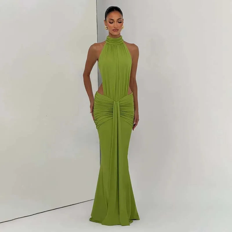 Pleated Halter Bodycon Dress