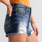 Women Summer Ripped Denim Shorts