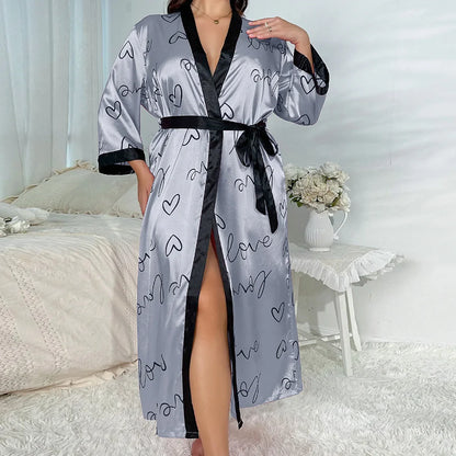 Plus Size Satin Bathrobe