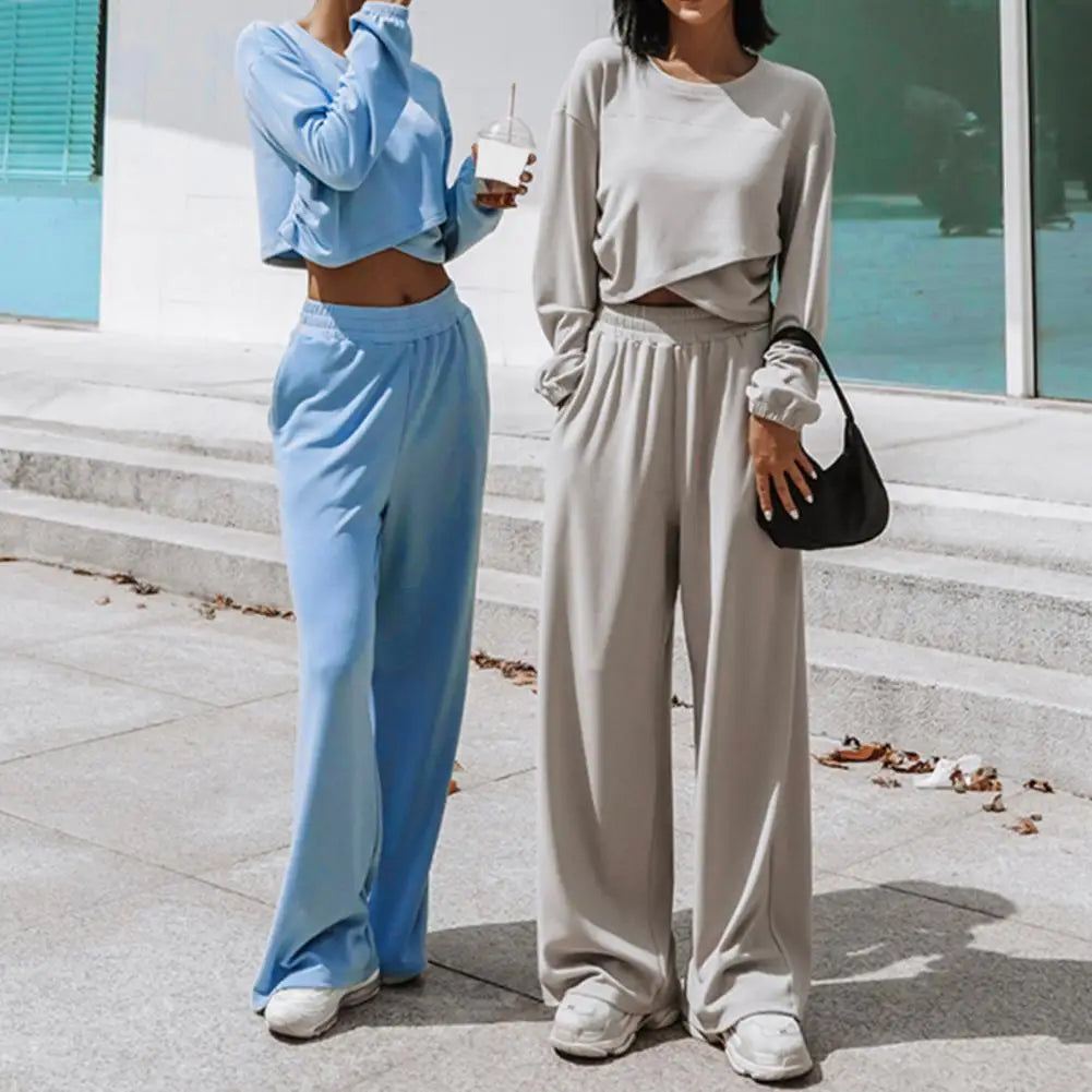 Wide-Leg Sweatshirt Pants Set