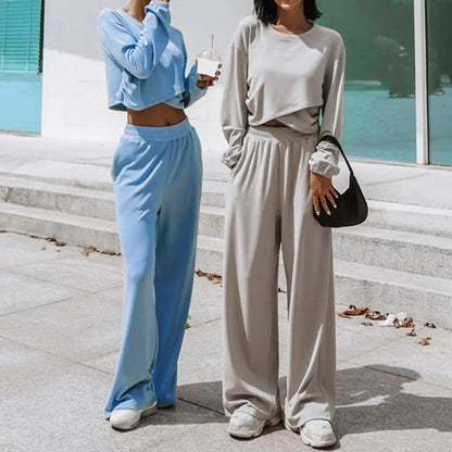 Wide-Leg Sweatshirt Pants Set