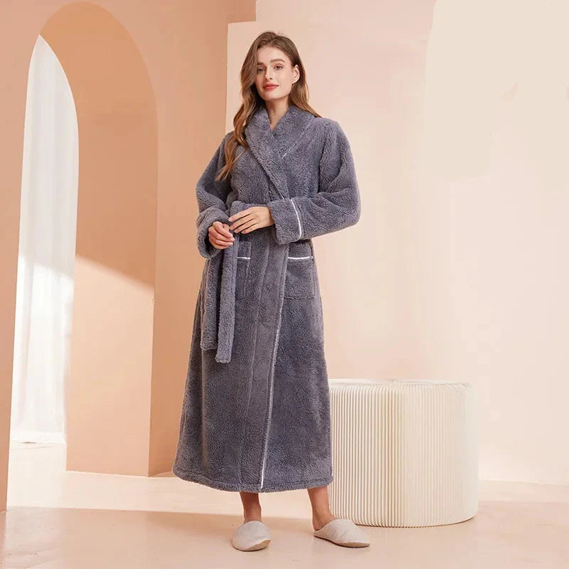 2025 Autumn & Winter Thick Flannel Bathrobe