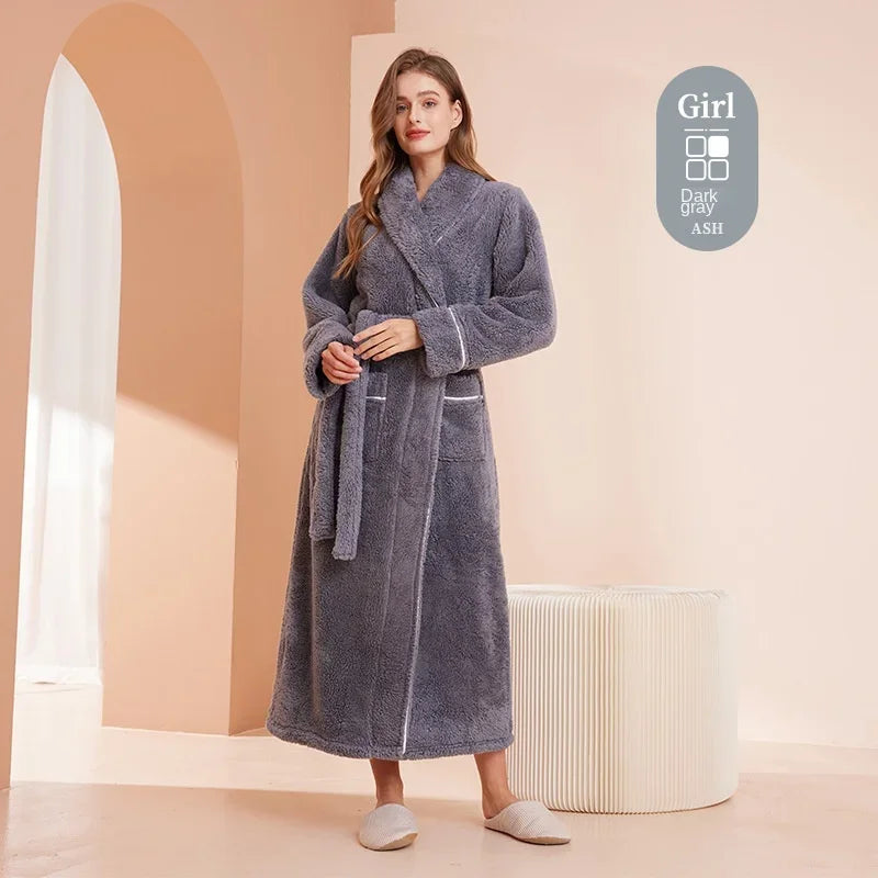 Autumn Winter Thick Cotton Flannel Bathrobe