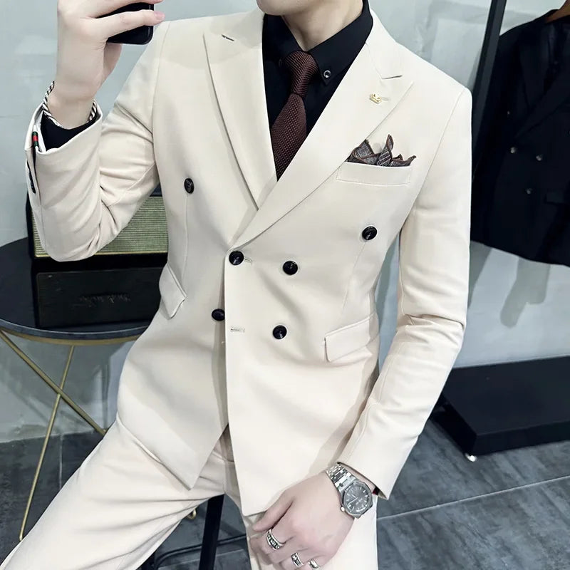 Lattice Plaid Three-Piece Formal Suit
