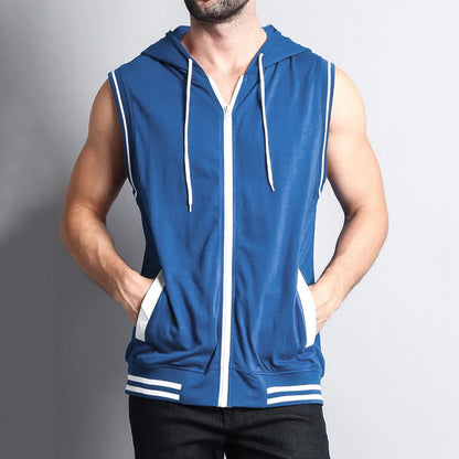 Men Zipper Hoodie Tank Top