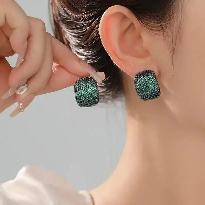 Geometric Zircon Clip Earrings