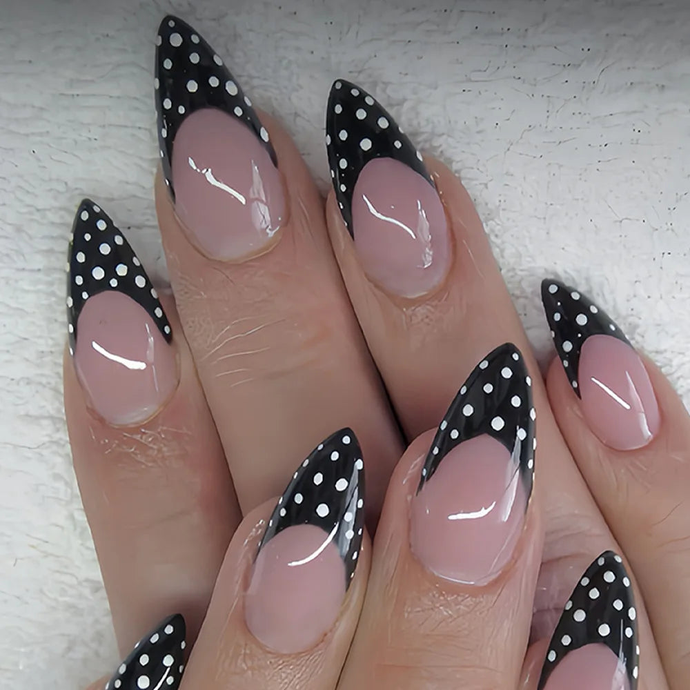 Blue Press Nails Polka Dot