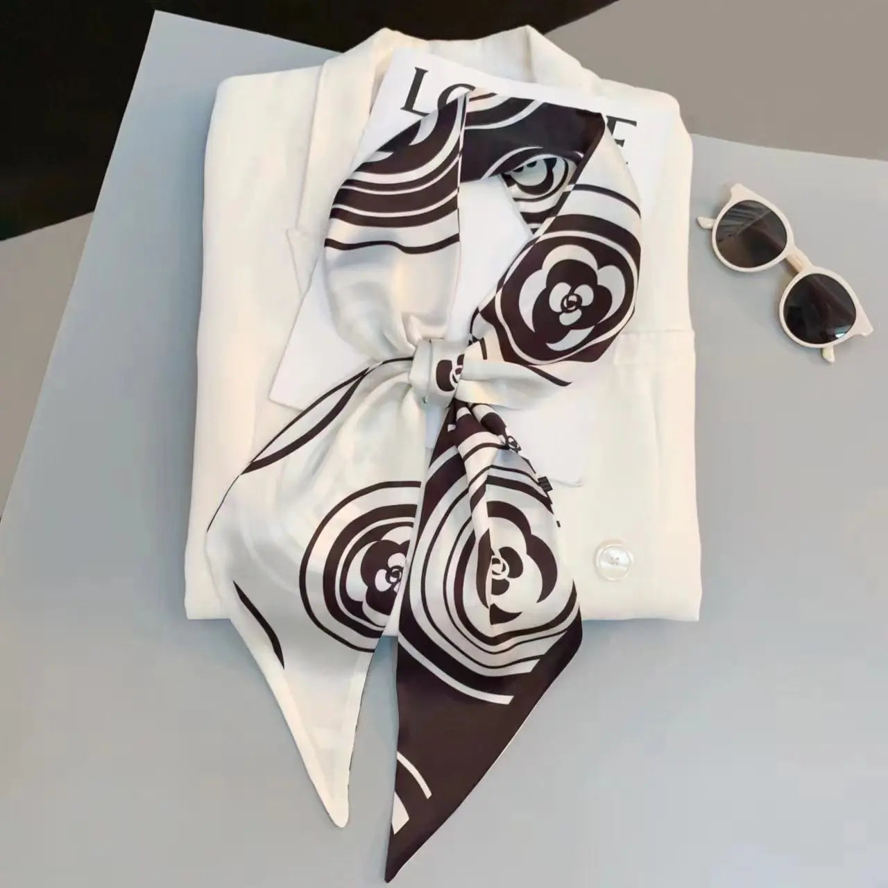 Graphic Ribbon Long Strip Scarf