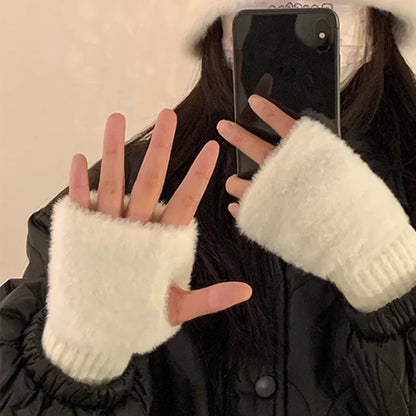 Soft Mink Fingerless Gloves