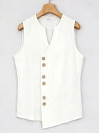 Linen Button-Front Tank Top