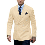Linen Double-Breasted Slim Tuxedo Blazer