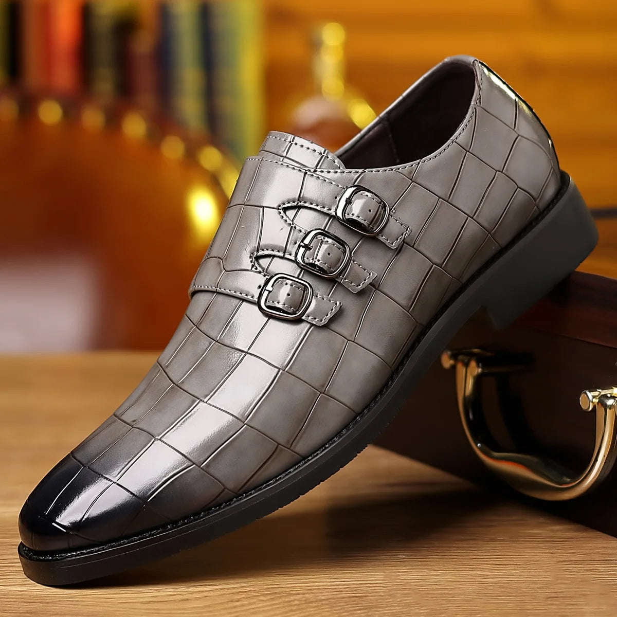 Buckle Stone Pattern Shoes
