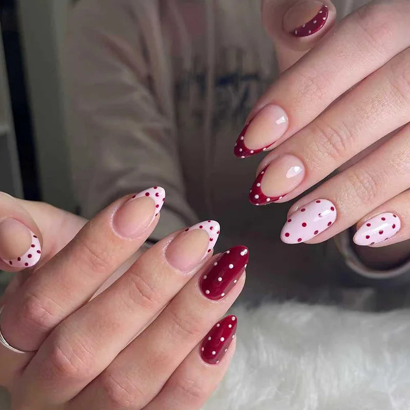 Blue Press Nails Polka Dot