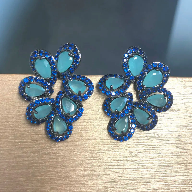Zircon Leaf Drop Earrings
