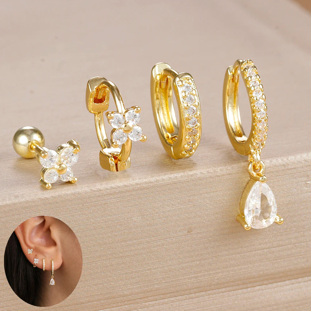 Zircon Water Drop Hoops