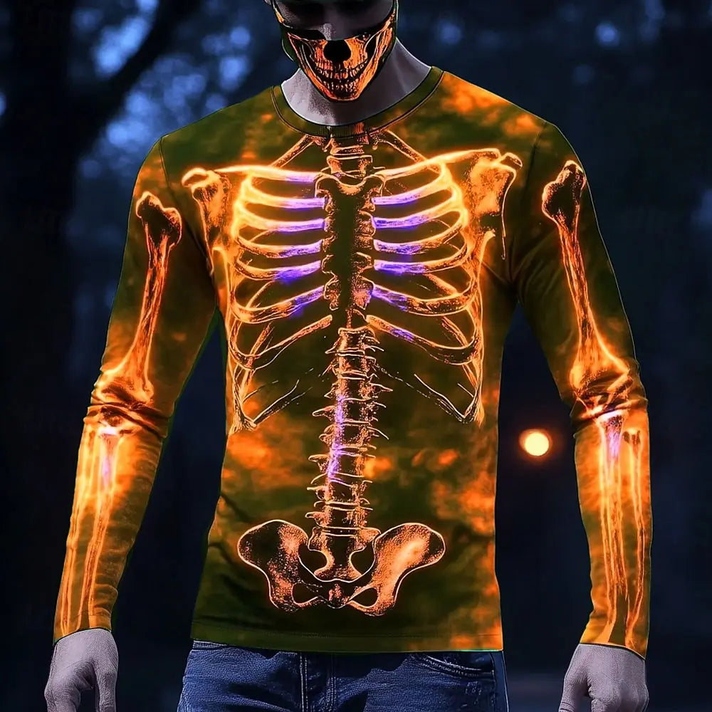 Skeleton Print Long Sleeve Shirt