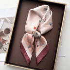 Elegant Floral Satin Square Scarf