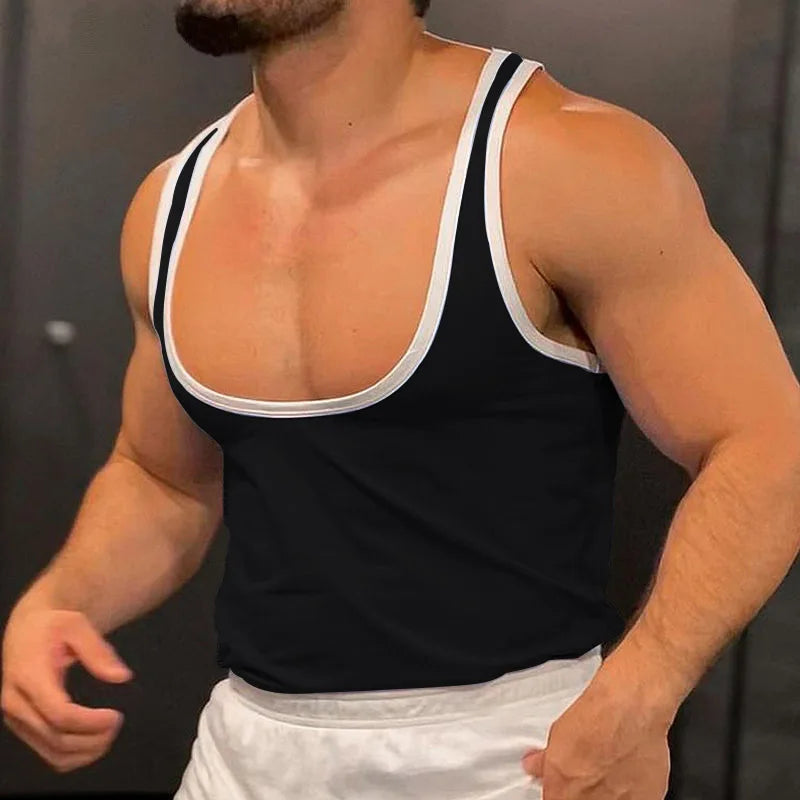 Skinny Patchwork Gym Tank Top