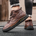 Hand-Stitched Retro Lace-Up Boots