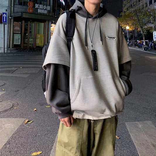 Two-Tone Patchwork Hoodie