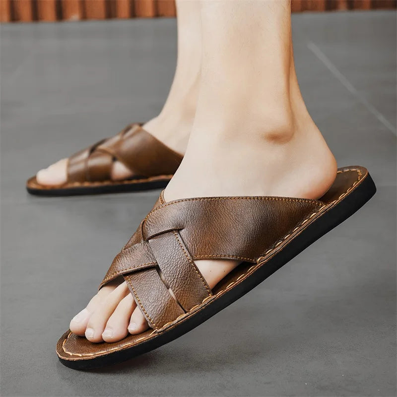 Handmade Leather Beach Slippers