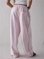 Mid Waist Wide Leg Casual Pants