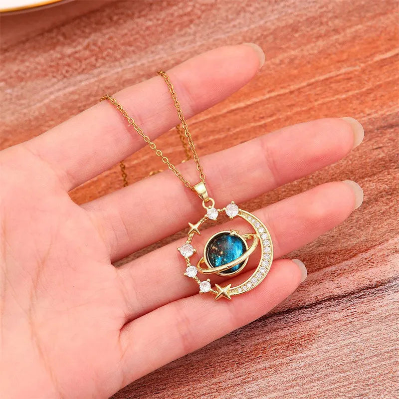 Luxury Zircon Planet Pendant