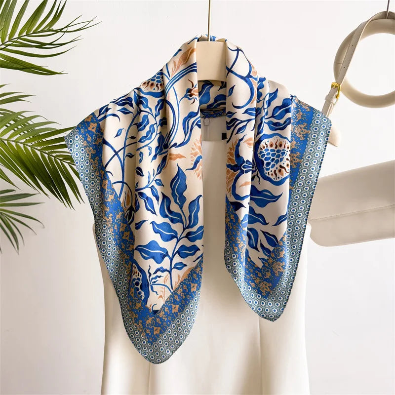 Yellow Lemon Print Silk Scarf