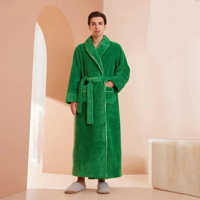 2025 Autumn & Winter Thick Flannel Bathrobe