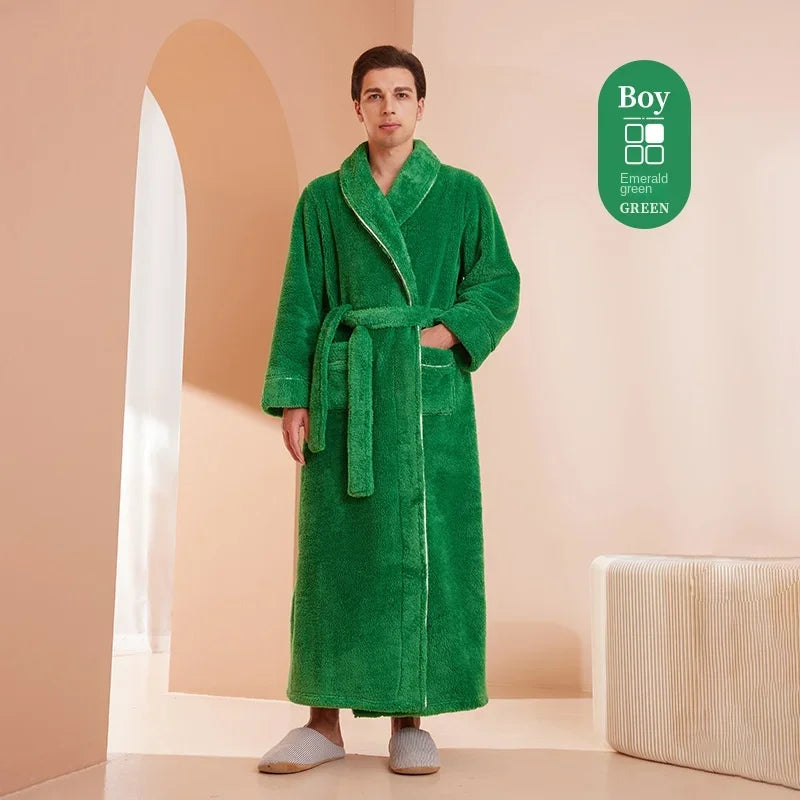 Autumn Winter Thick Cotton Flannel Bathrobe