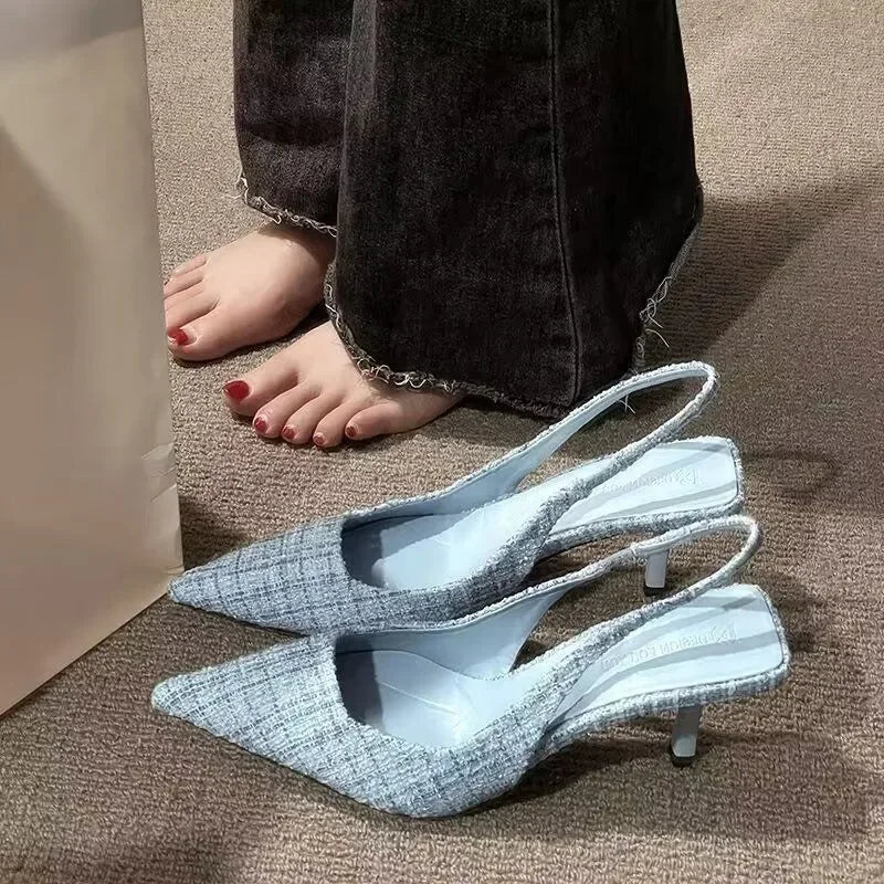Elegant Gingham Strap Sandals