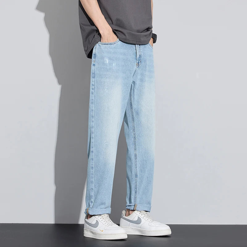 Breathable Elastic Straight Denim Jeans