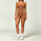 Nylon Solid True-To-Size Fit Two-Piece Yoga Set