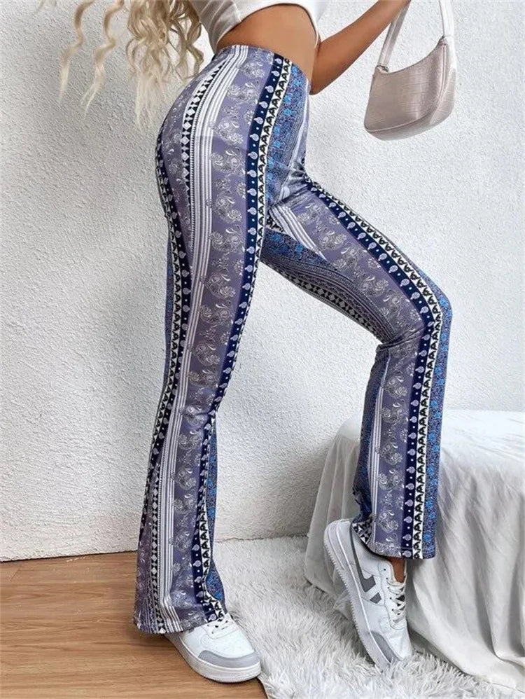Ethnic Print Slightly Flared Leggings