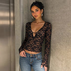 Lace Floral Print Crop Top