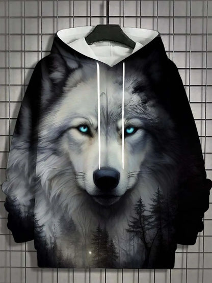 Wolf Print Hoodie