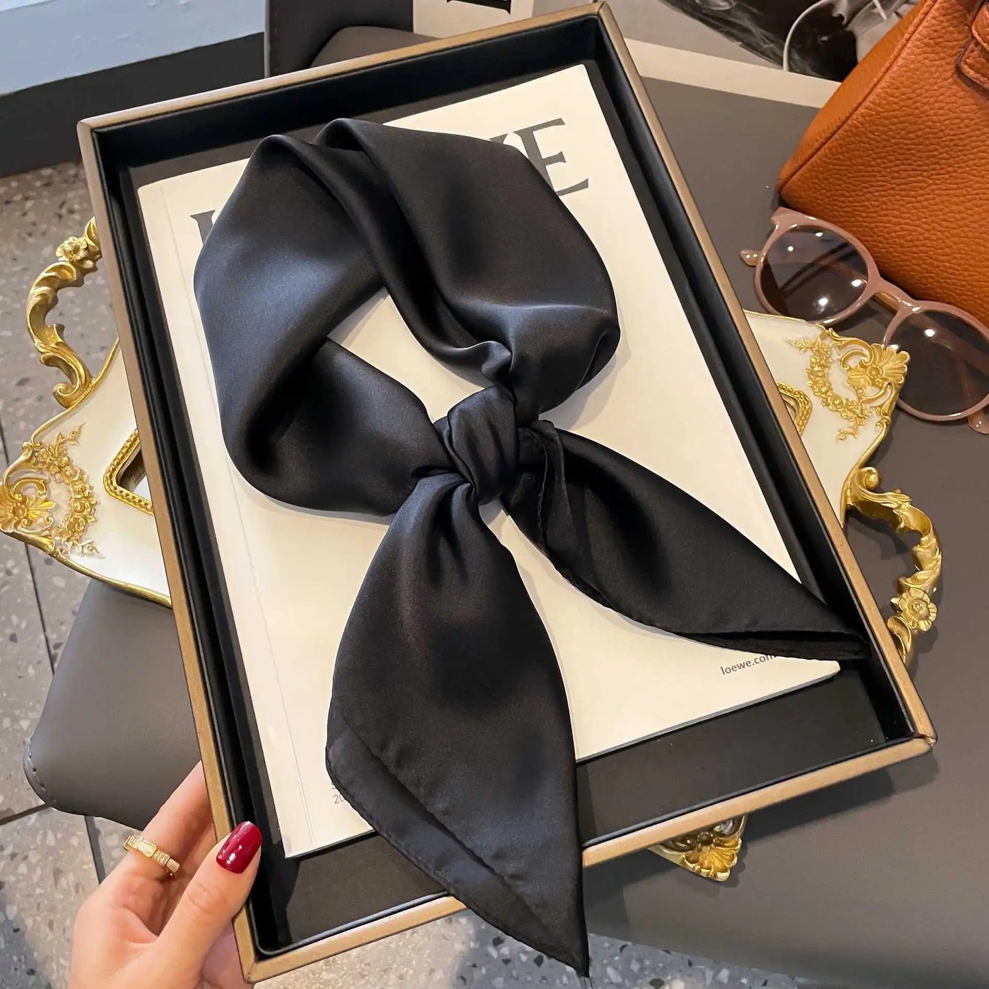 Luxury Silk Plaid Hijab Scarf