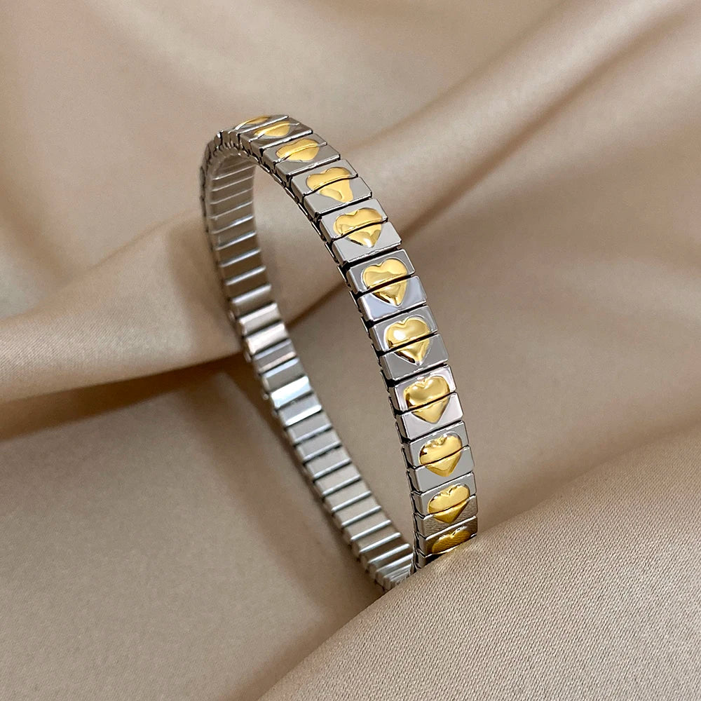 Vintage Heart Star Bangle Bracelet