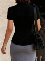 Jersey Solid Button Front Regular Fit T-Shirt