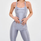 Laminated Solid Pullover Slim Fit Two-Piece Yoga Set