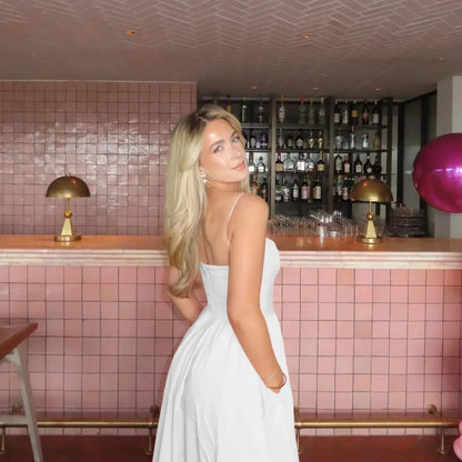 Elegant Spaghetti Strap Midi Dress
