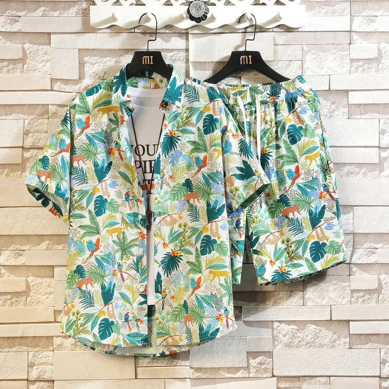 Cotton Floral Shirt Shorts Set